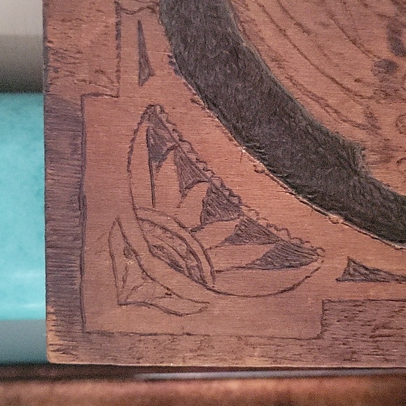 Antique Flemish Art Pyrography Native American Indian Chief 867 - Picture 3 of 13